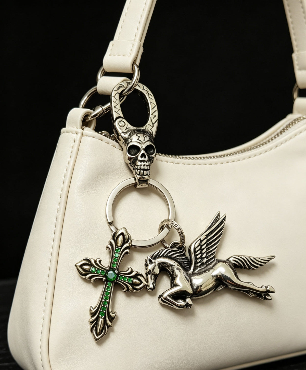 Martin Graham keychain in polished metal-tone – detail view