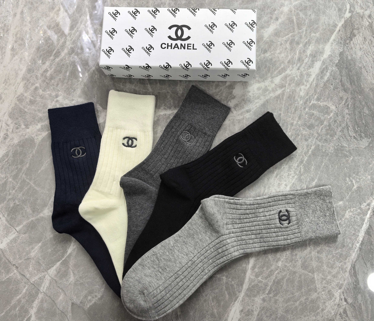 Chanel Cotton Crew Socks - 5-Pair Set