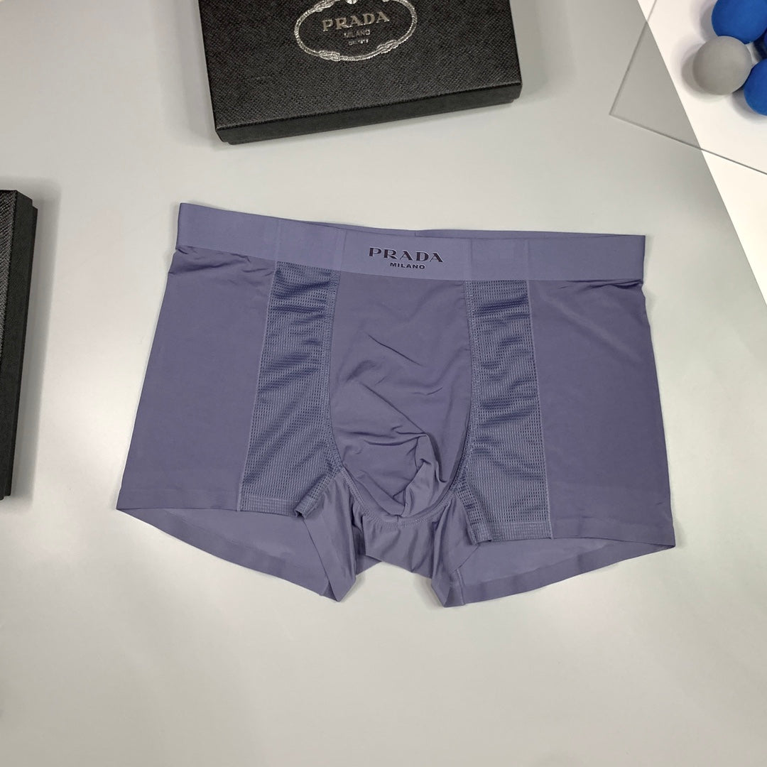 Prada Clean Logo Waistbands And Mesh Panels Men's Boxer Briefs - 3-Piece Box