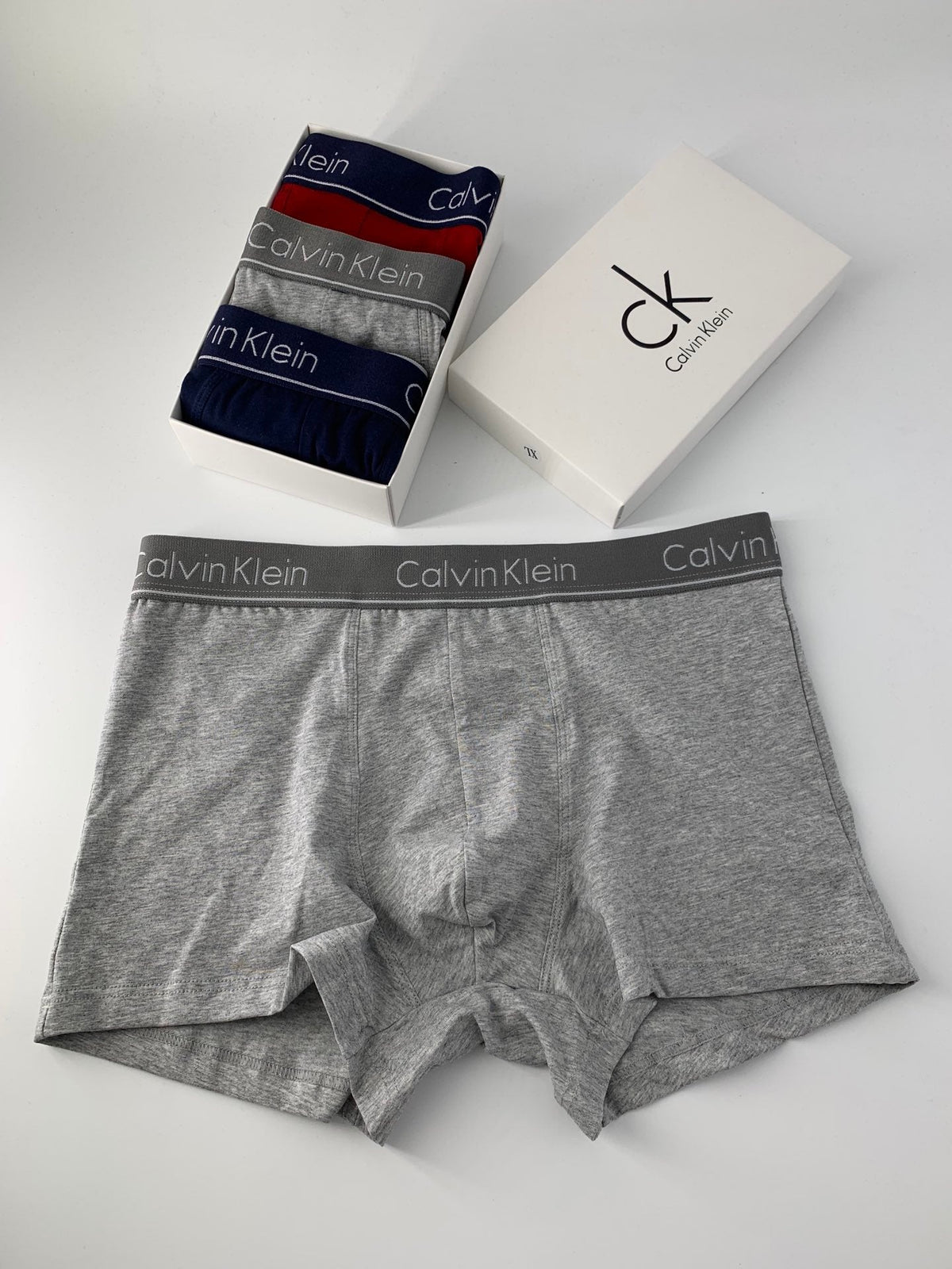 Calvin Klein Cotton Solid Panels And Visible Emblem Details Men's Boxer Briefs - 3-Piece Box