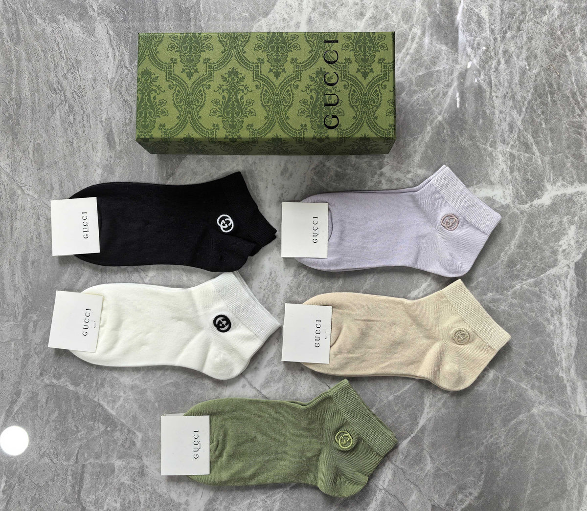 Gucci Combed Cotton No-Show Socks - 5-Pair Set