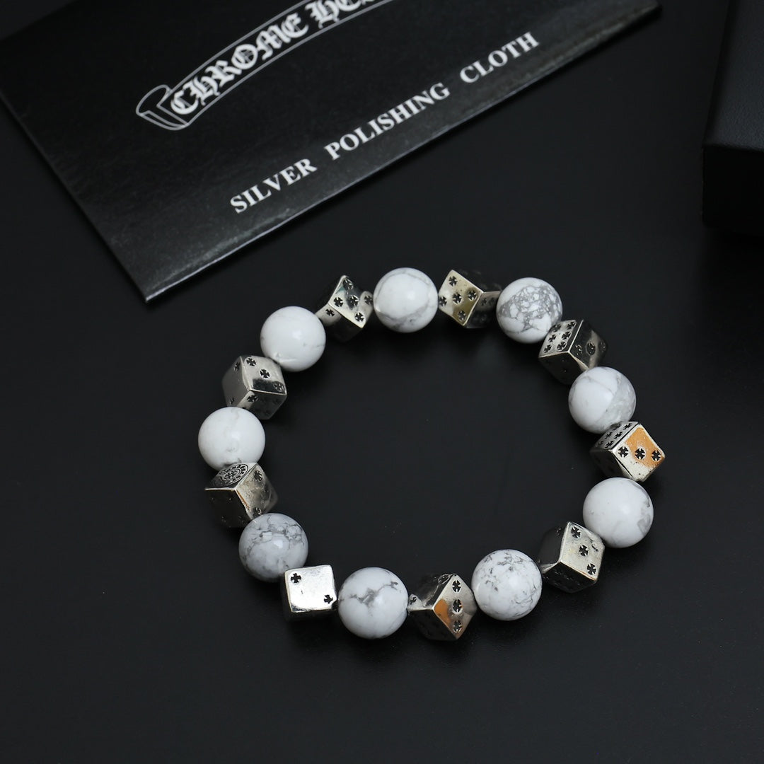 Martin Graham beaded bracelet in polished metal-tone – detail view
