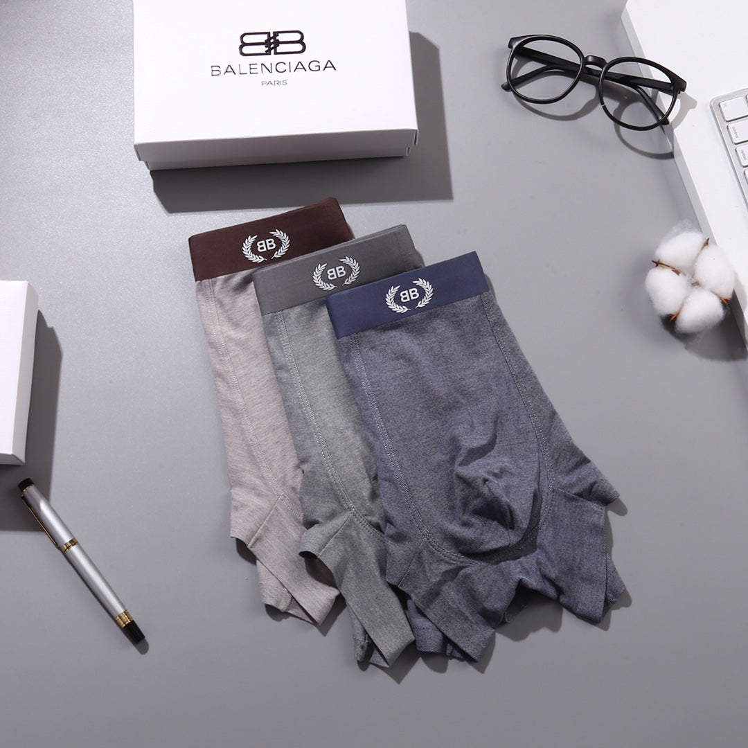 Balenciaga Tonal Logo Waistbands Men's Boxer Briefs - 3-Piece Box