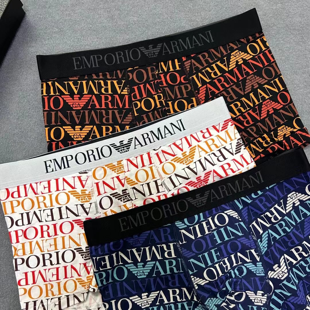 Emporio Armani All-Over Print Men's Trunk Underwear - 3-Piece Box