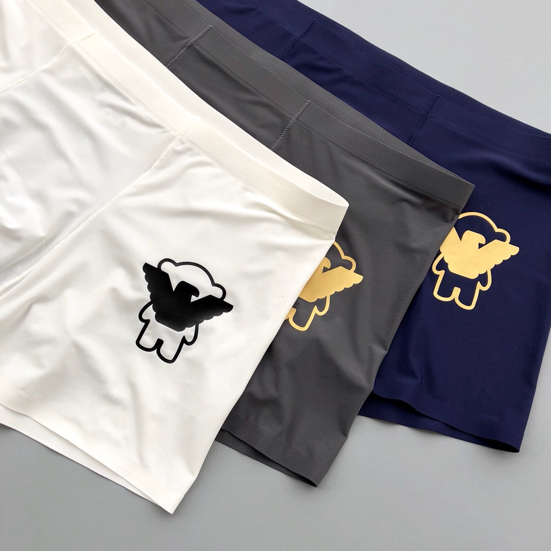 Armani Milk-Silk Bear Series Seamless-Cut Men's Boxer Briefs - 3-Piece Box