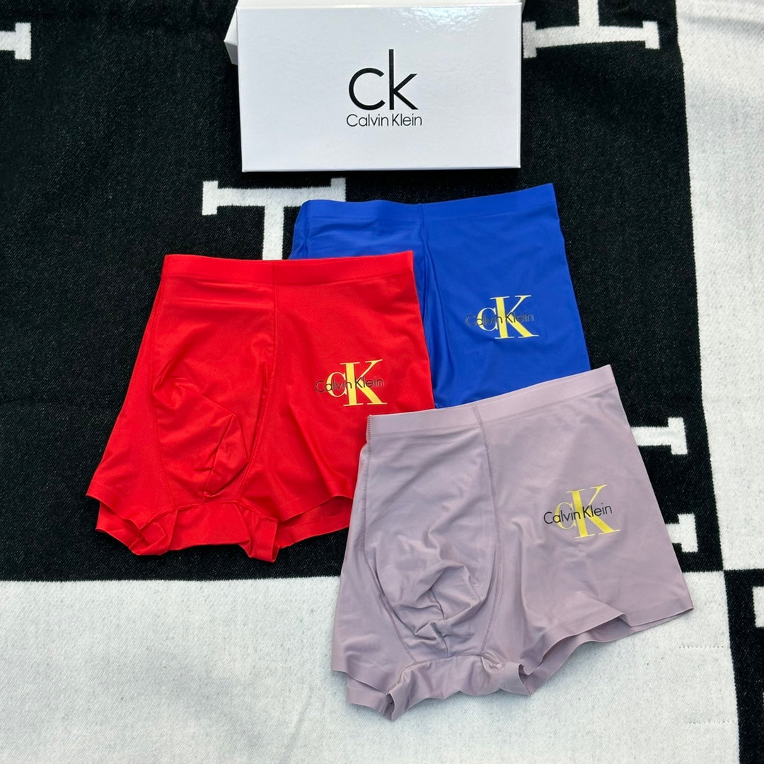 Calvin Klein Goat-milk silk Gold-Tone Monogram Men's Boxer Briefs - 3-Piece Box