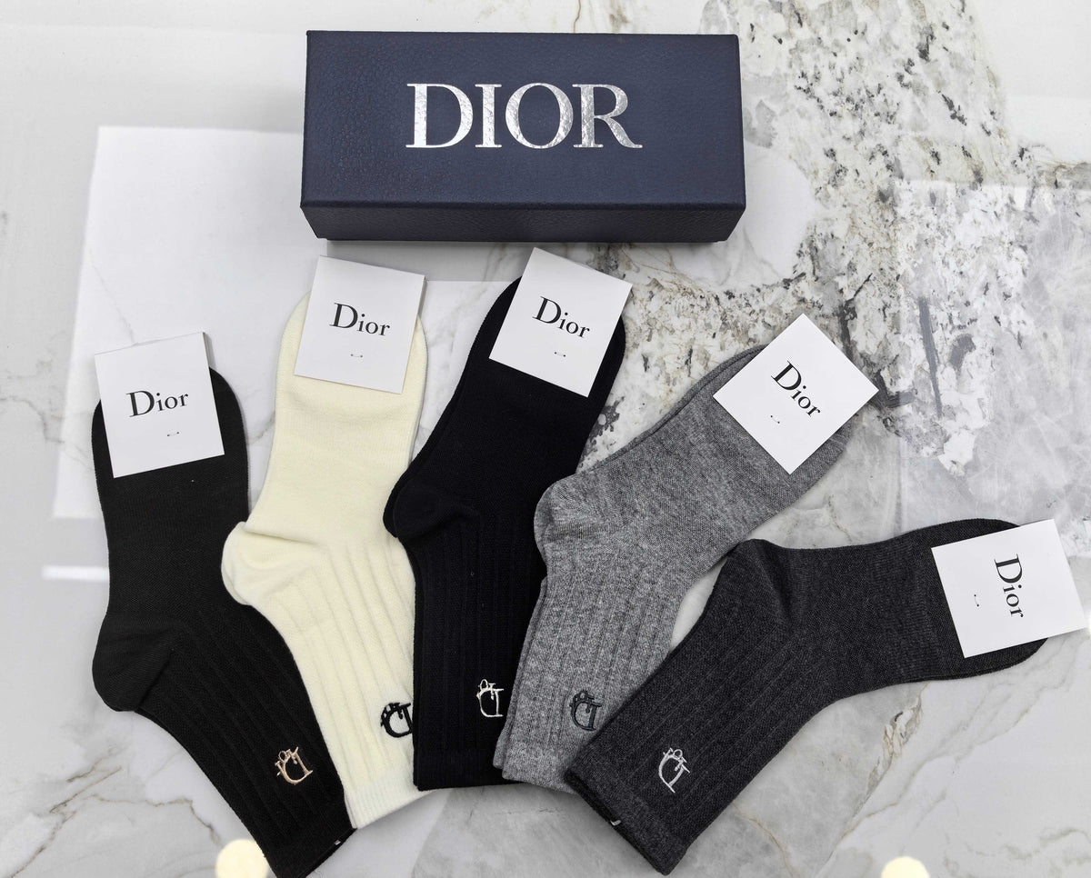 Dior Combed Cotton Crew Socks - 5-Pair Set