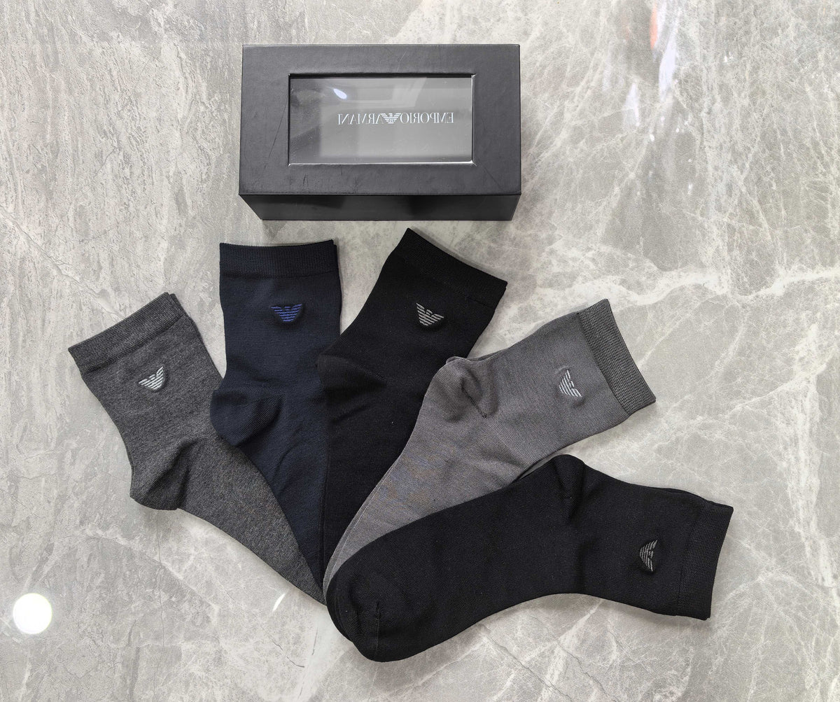 Armani Modal Subtle Eagle Emblems Crew Socks - 5-Pair Set