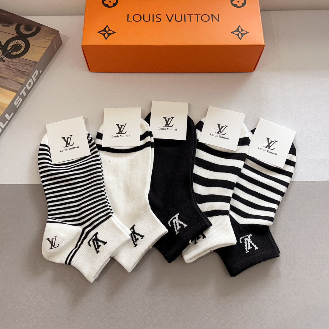 Louis Vuitton Striped Crew Socks - Box of 5 Pairs