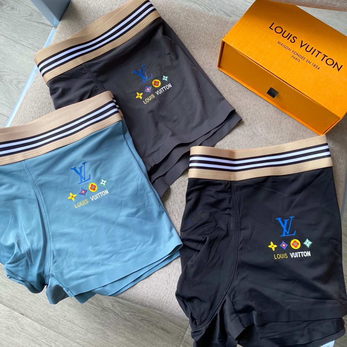 Louis Vuitton Navy & Blue Men's Boxer Briefs - 3-Piece Box