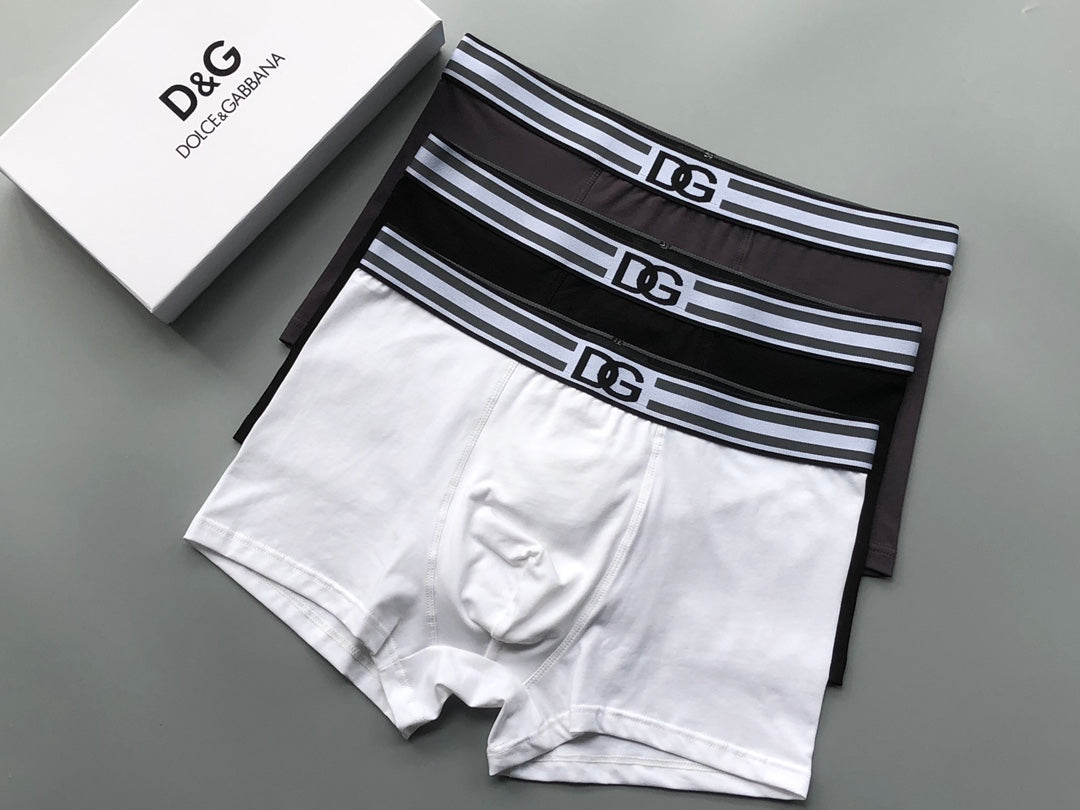 Dolce & Gabbana Cotton Striped Logo Waistbands Men's Boxer Briefs
