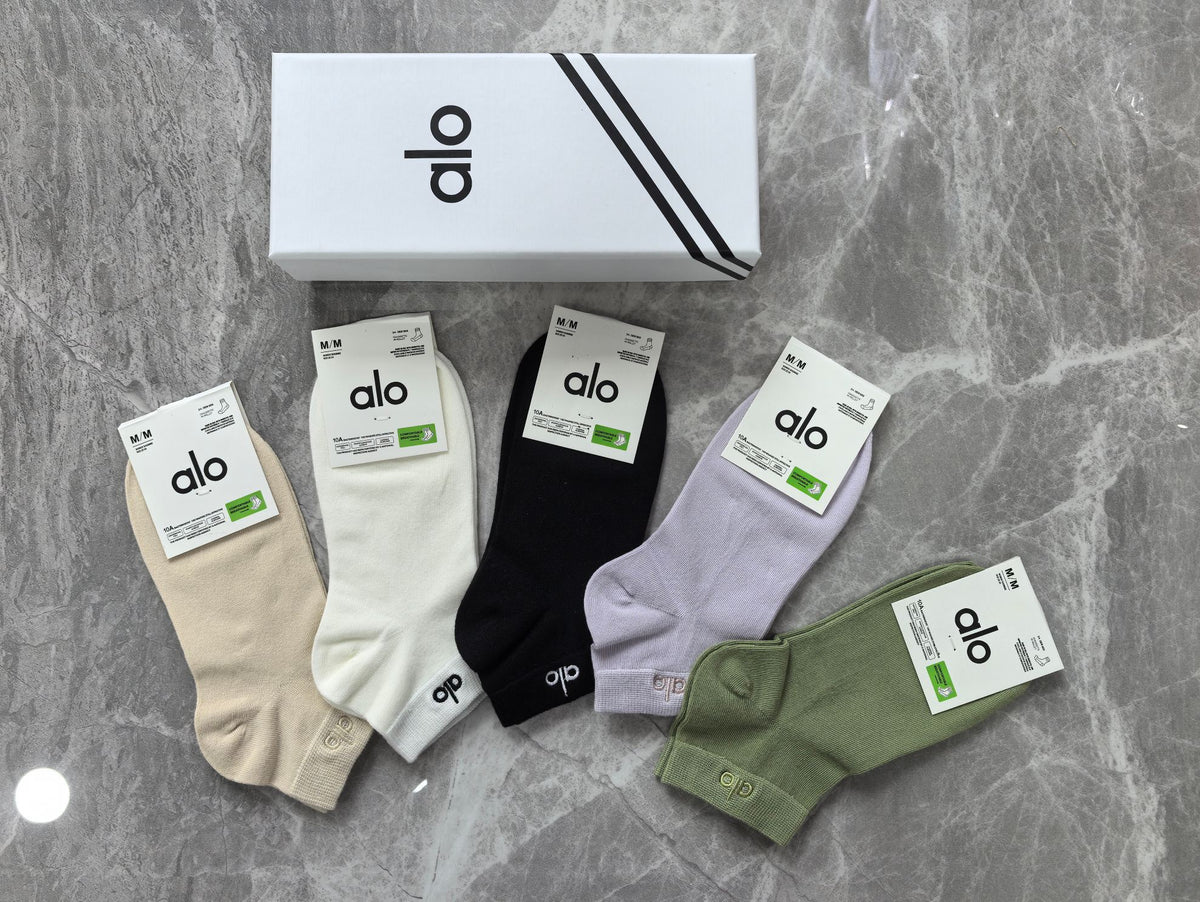 Alo Combed Cotton No-Show Socks - 5-Pair Set
