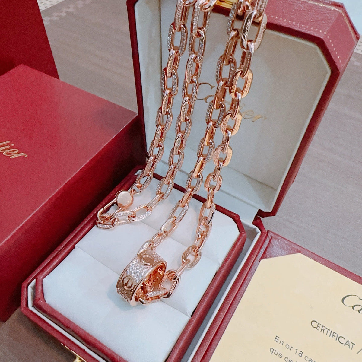 Martin Graham pendant necklace in polished metal-tone – detail view