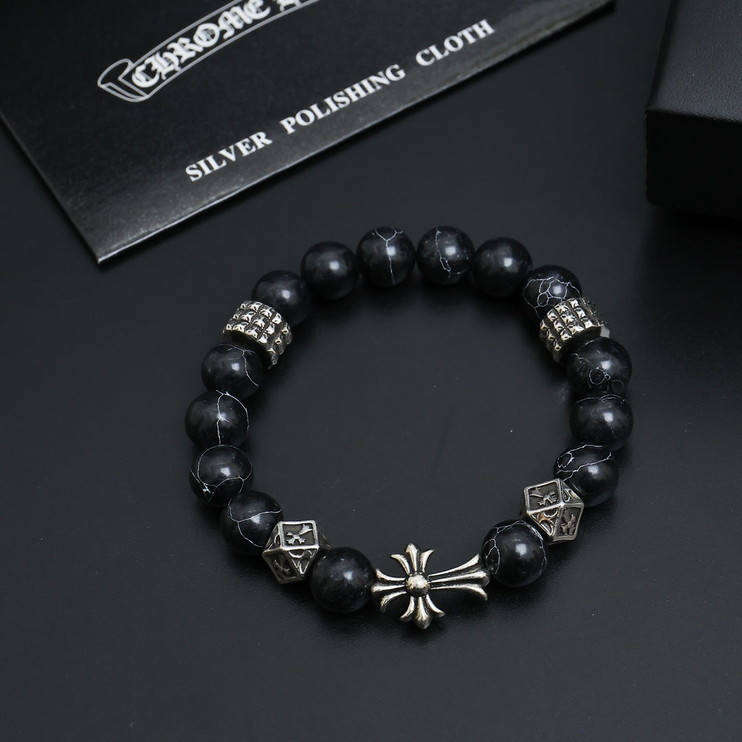Martin Graham beaded bracelet in polished metal-tone – detail view