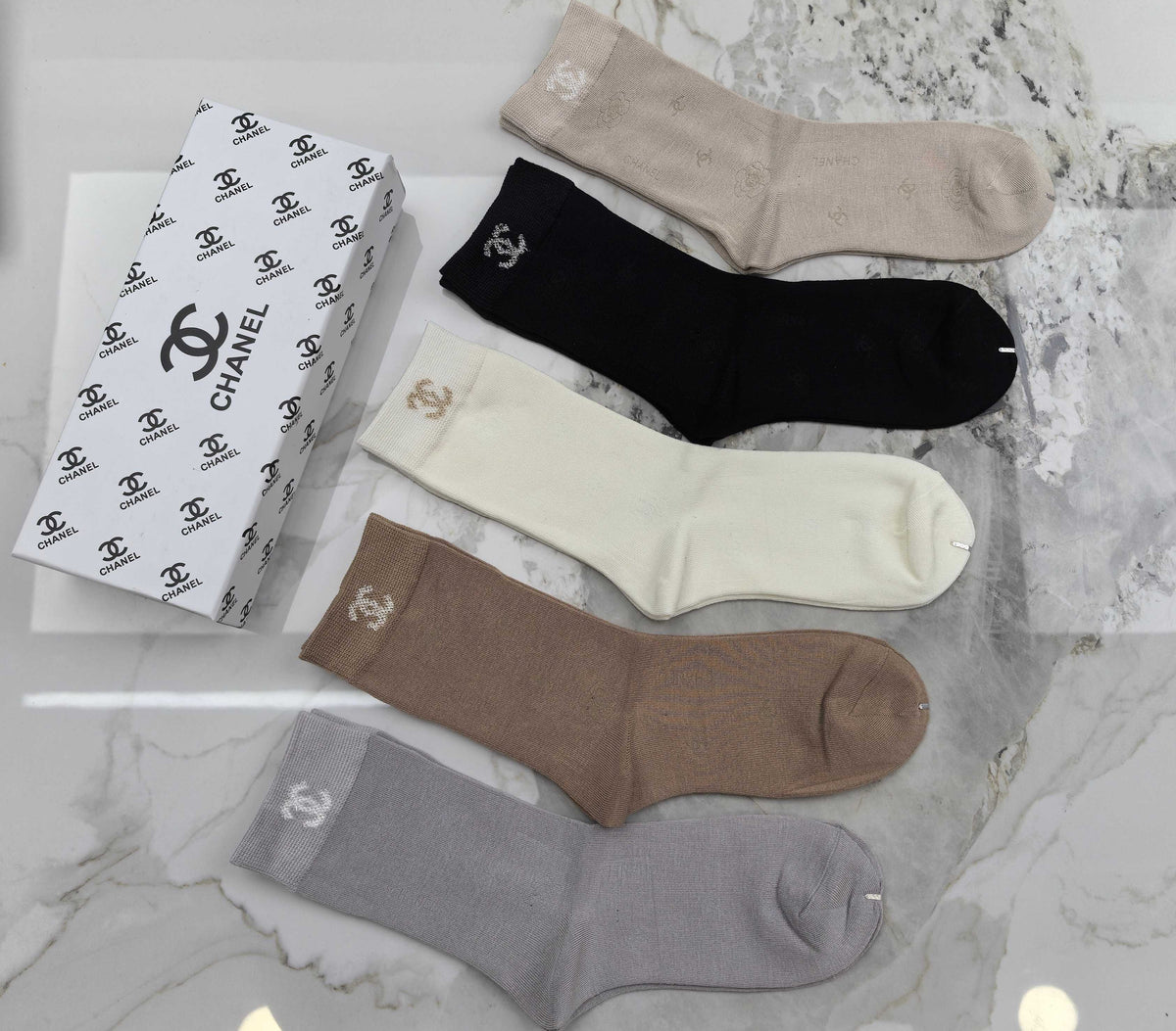 Chanel Modal Blend Crew Socks - 5-Pair Set