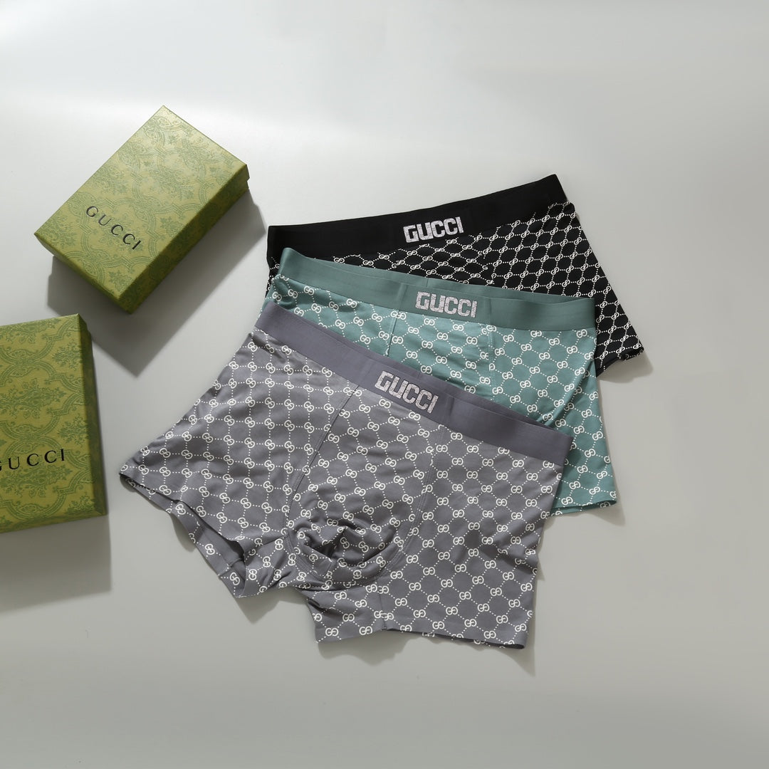 Gucci Repeating Monogram-Style Patterns Men's Boxer Briefs - 3-Piece Box