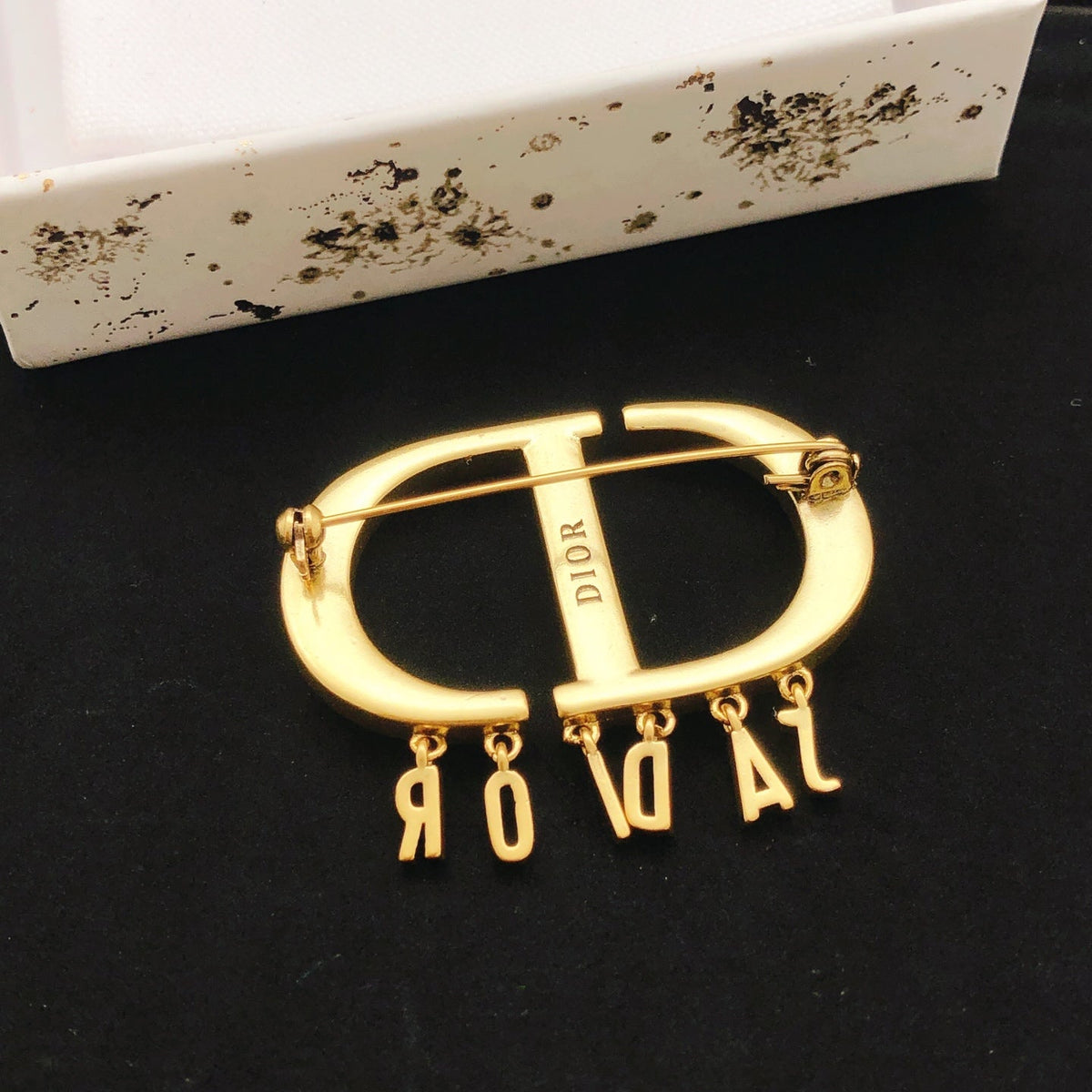 Martin Graham brooch in polished metal-tone – side detail