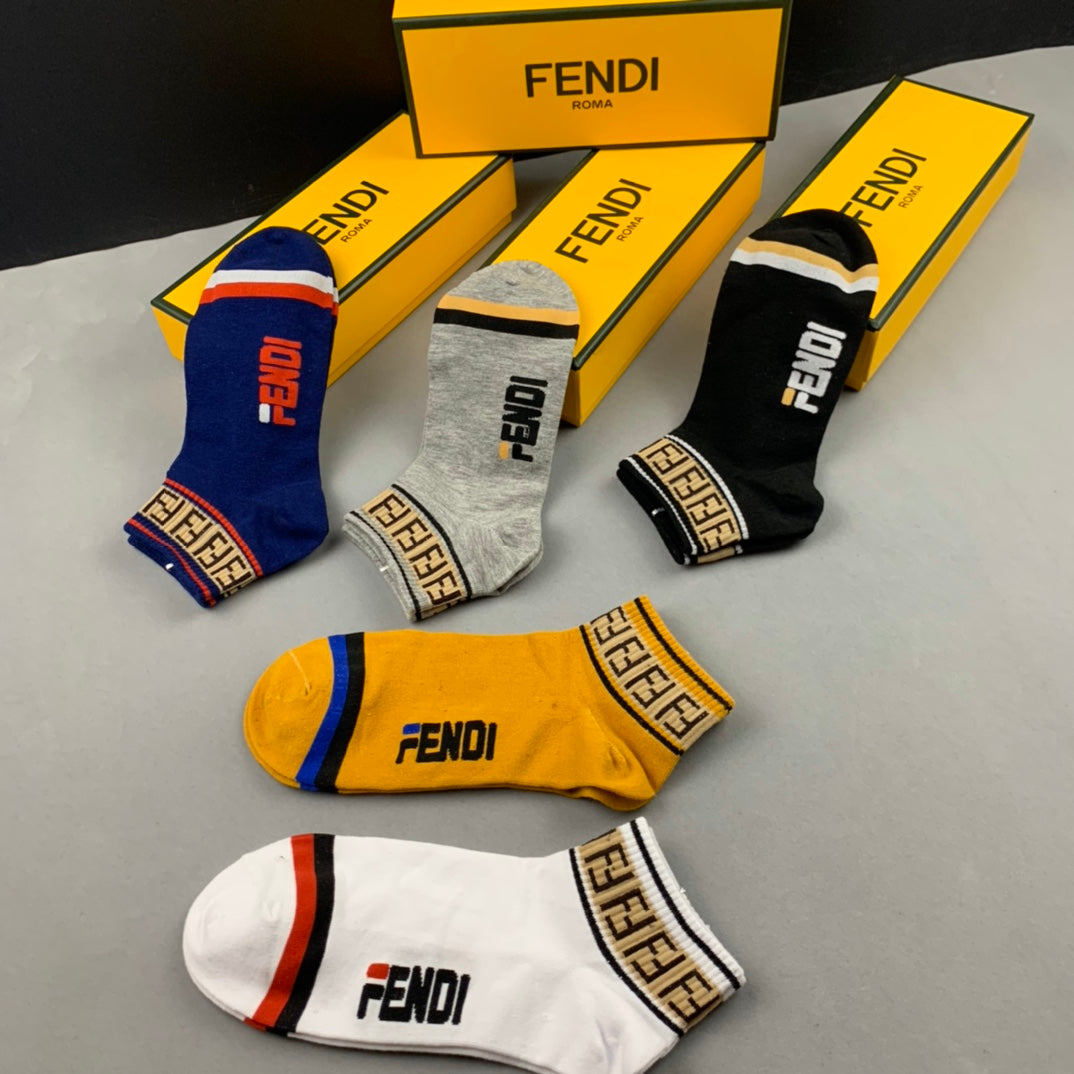 Fendi Logo Ankle Socks - 5-Pair Box