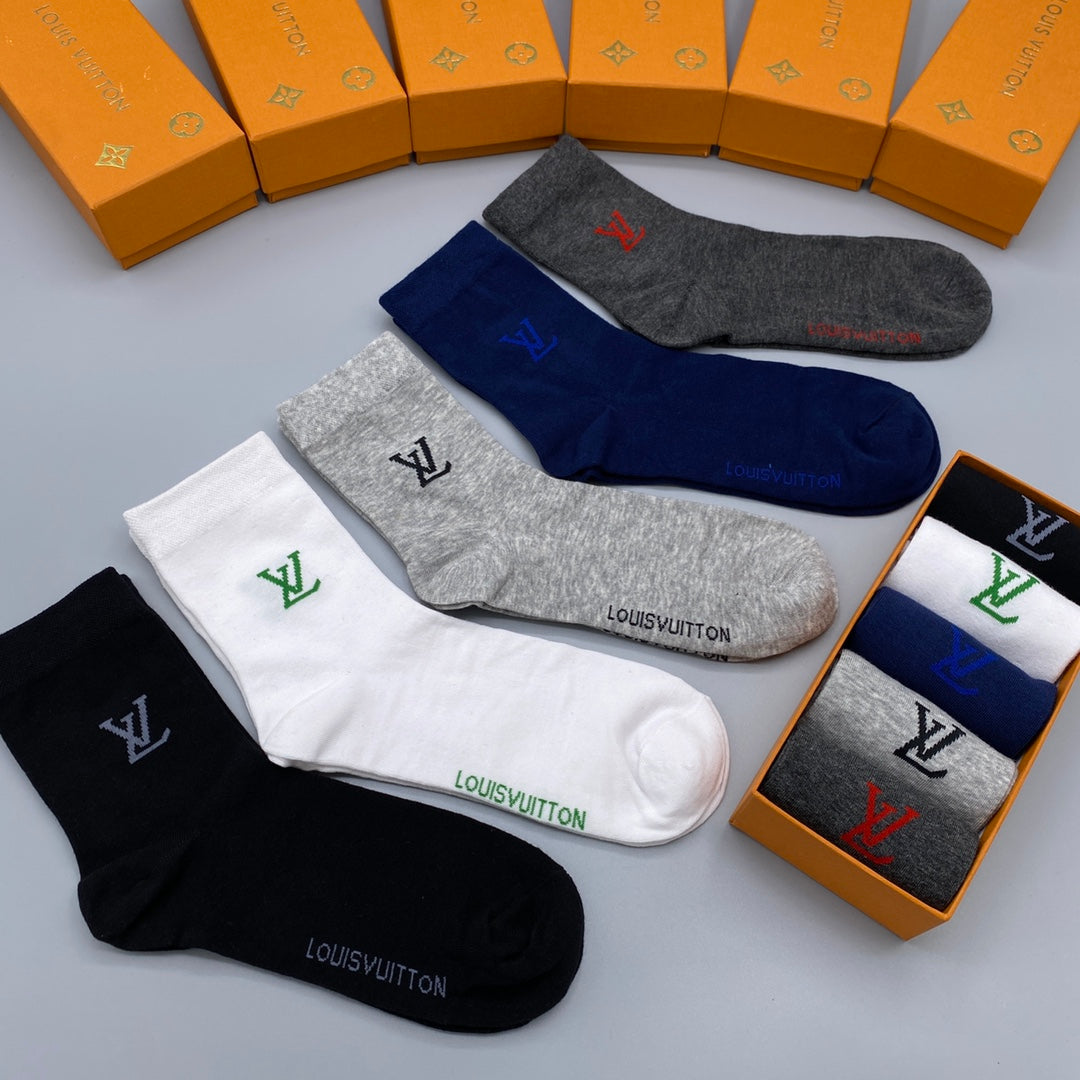 Louis Vuitton Logo Crew Socks - 5-Pair Box