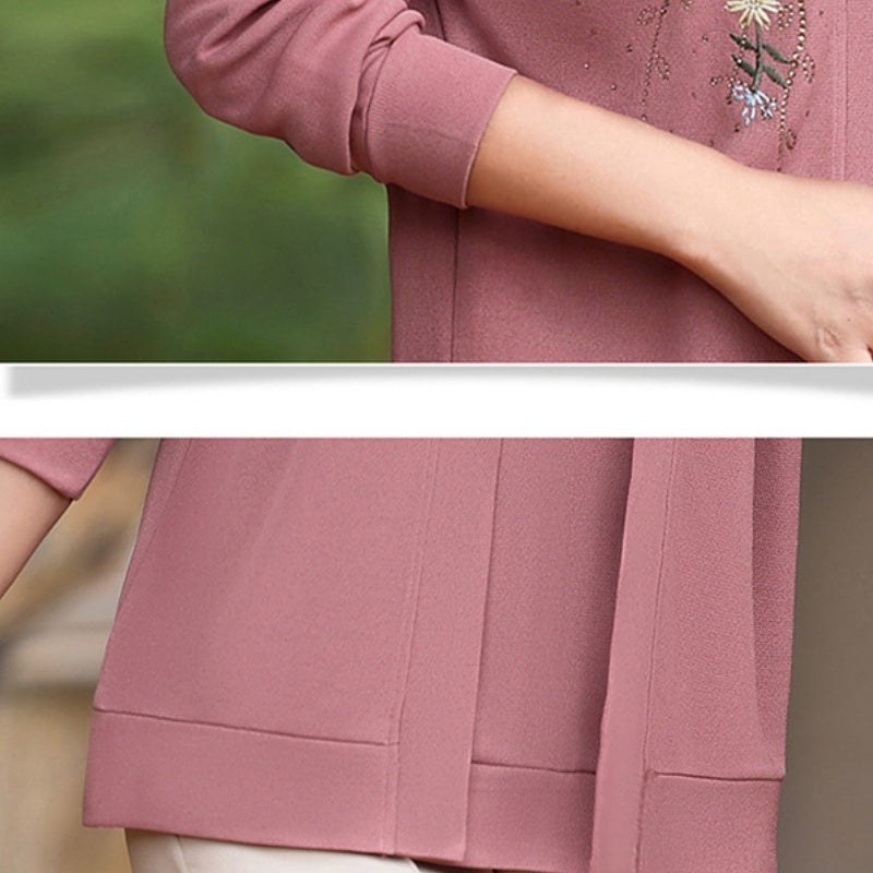 Women's Chic Embroidered Long-Sleeve Knit Top Clothing & Accessories
