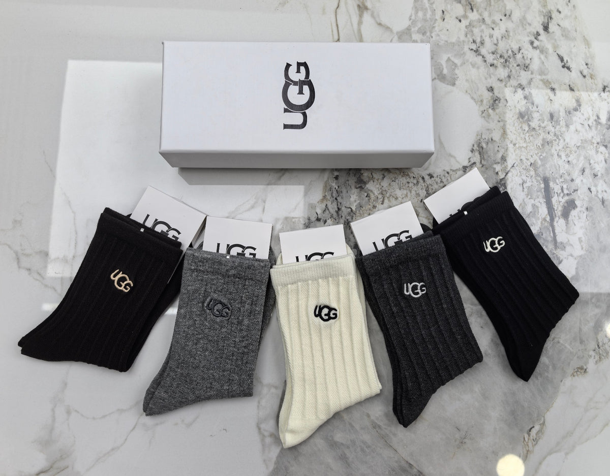 UGG Combed Cotton Crew Socks - 5-Pair Set