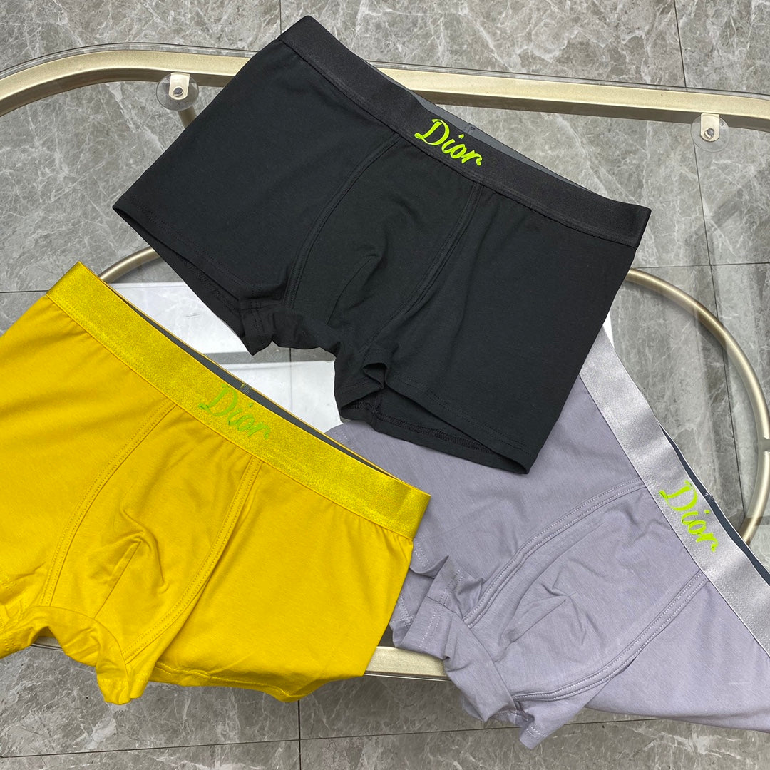 Dior Contrast Waistband Men's Trunk Underwear - 3-Piece Box