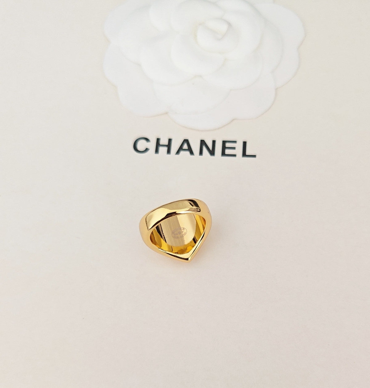 Heart Statement Ring in Gold-Tone side detail