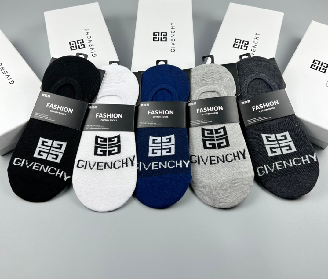 Givenchy Cotton No-Show Socks - 5-Pair Set