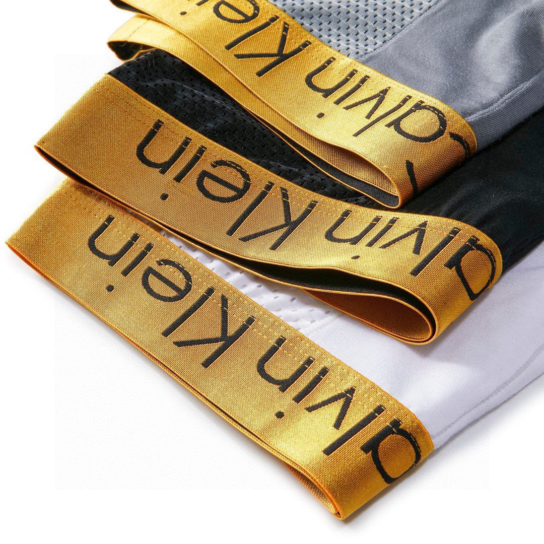 Calvin Klein Metallic-Gold Waistbands Men's Boxer Briefs - 3-Piece Box
