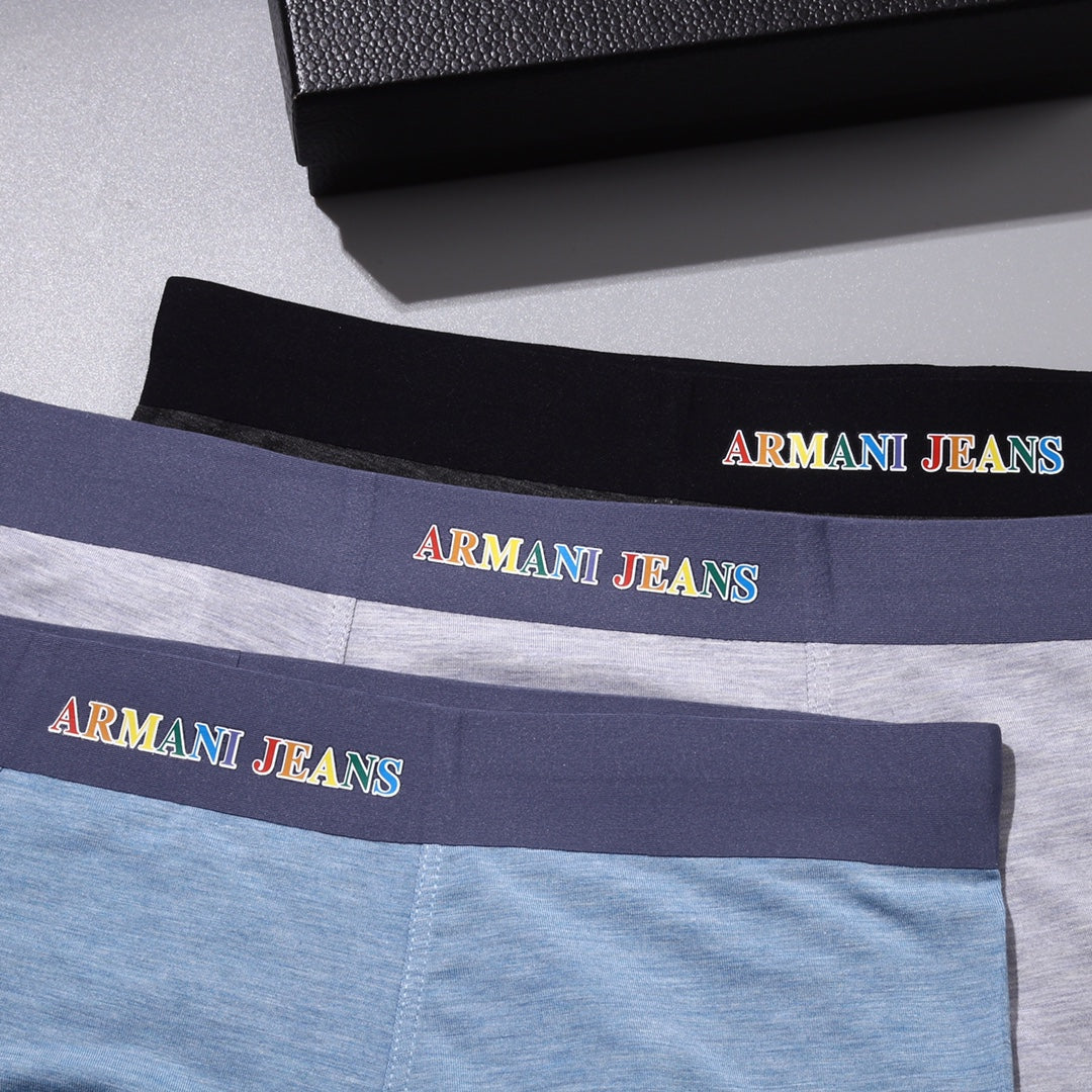 Armani 90% Modal & 10% Spandex Seamless-Cut Men's Boxer Briefs - 3-Piece Box