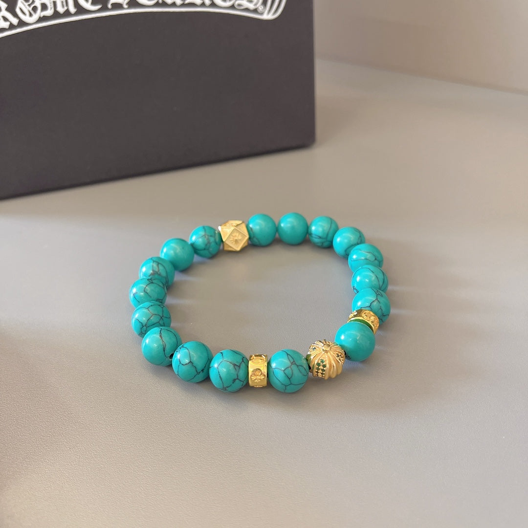 Martin Graham beaded bracelet in polished metal-tone – side detail