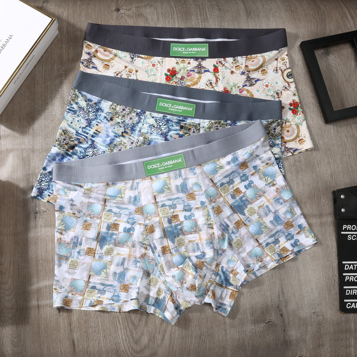 Dolce & Gabbana Ornate Print Men's Trunk Underwear - 3-Piece Box