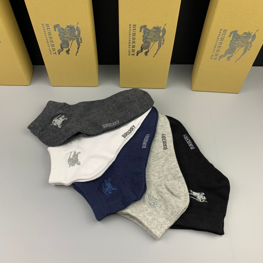 Burberry Cotton Breathable Socks – 5-Pair Pack