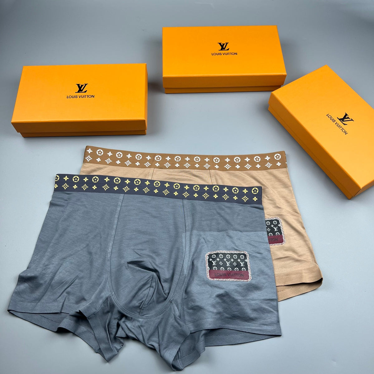 Louis Vuitton Modal-Blend Patch Motif Men's Underwear - 3-Piece Box