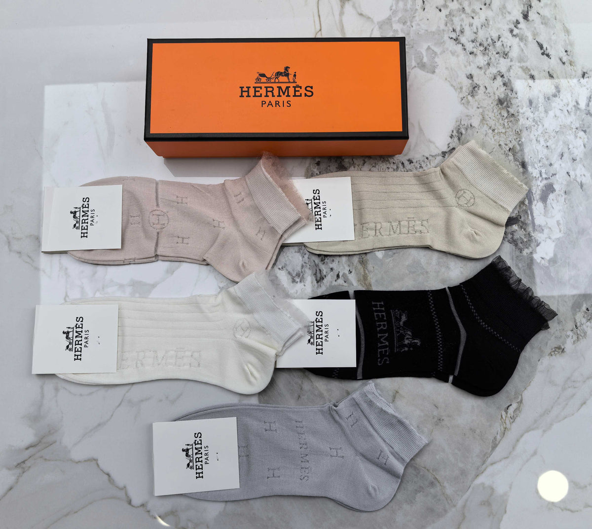 Hermes No-Show Socks - 5-Pair Set