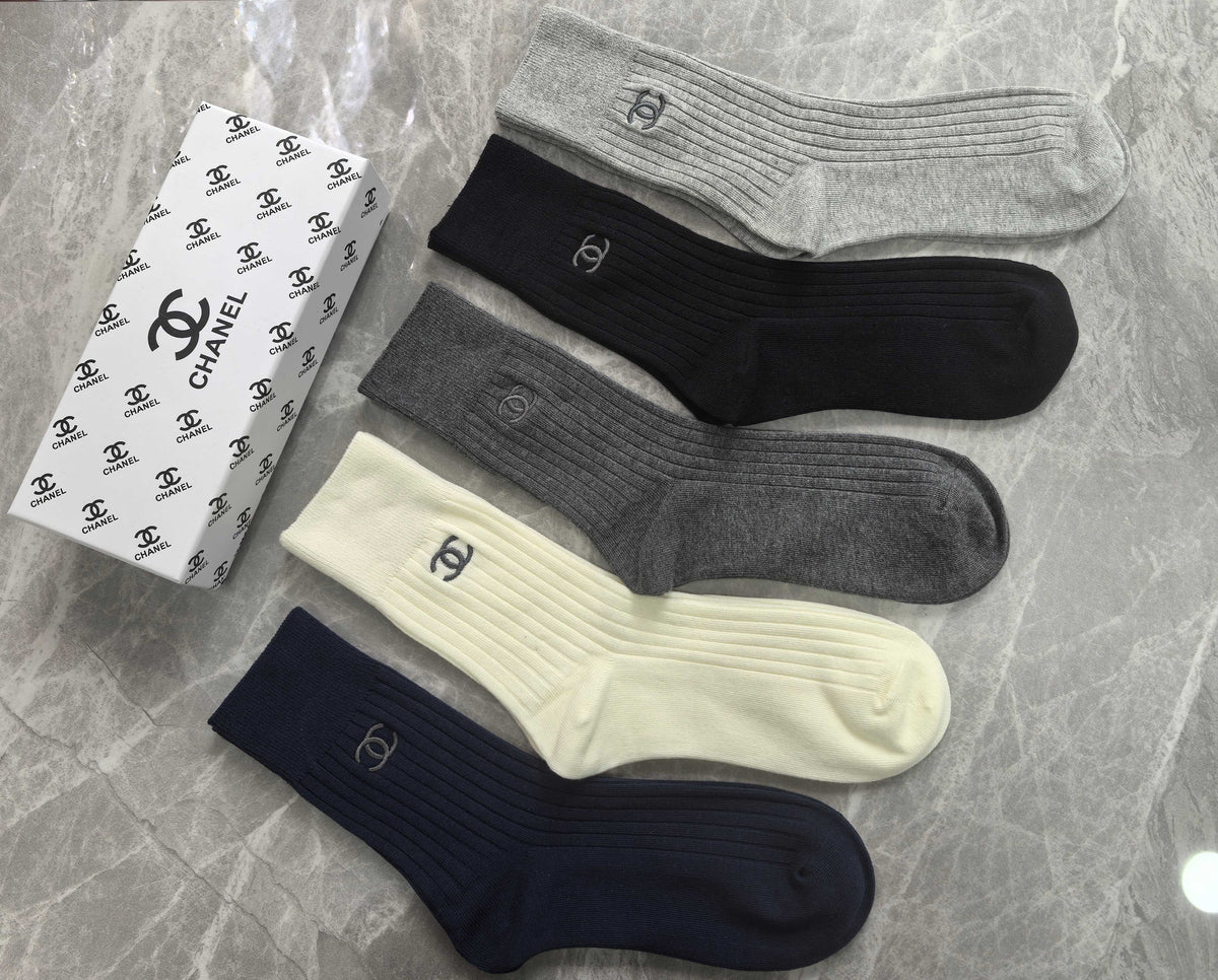 Chanel Small Emblem Crew Socks - 5-Pair Set