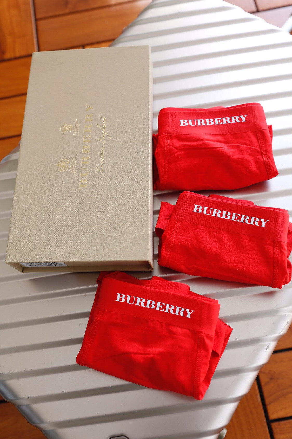 Burberry 95% Modal & 5% Spandex Red Edition Men's Boxer Briefs - 3-Piece Box