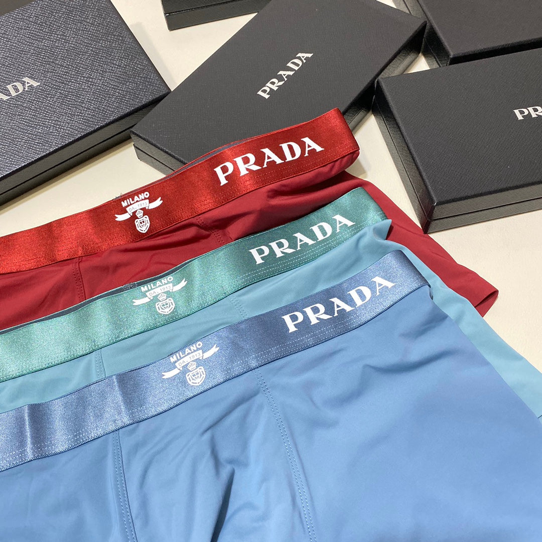 Prada Striped Waistband Men's Trunk Underwear - 3-Piece Box