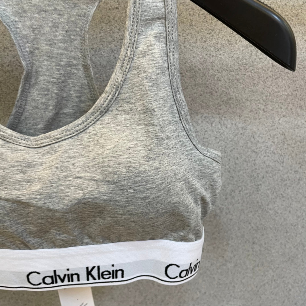 Calvin Klein Heather Grey Racerback Bra and Brief Set Women's Bra & Brief Set - 2-Piece Set
