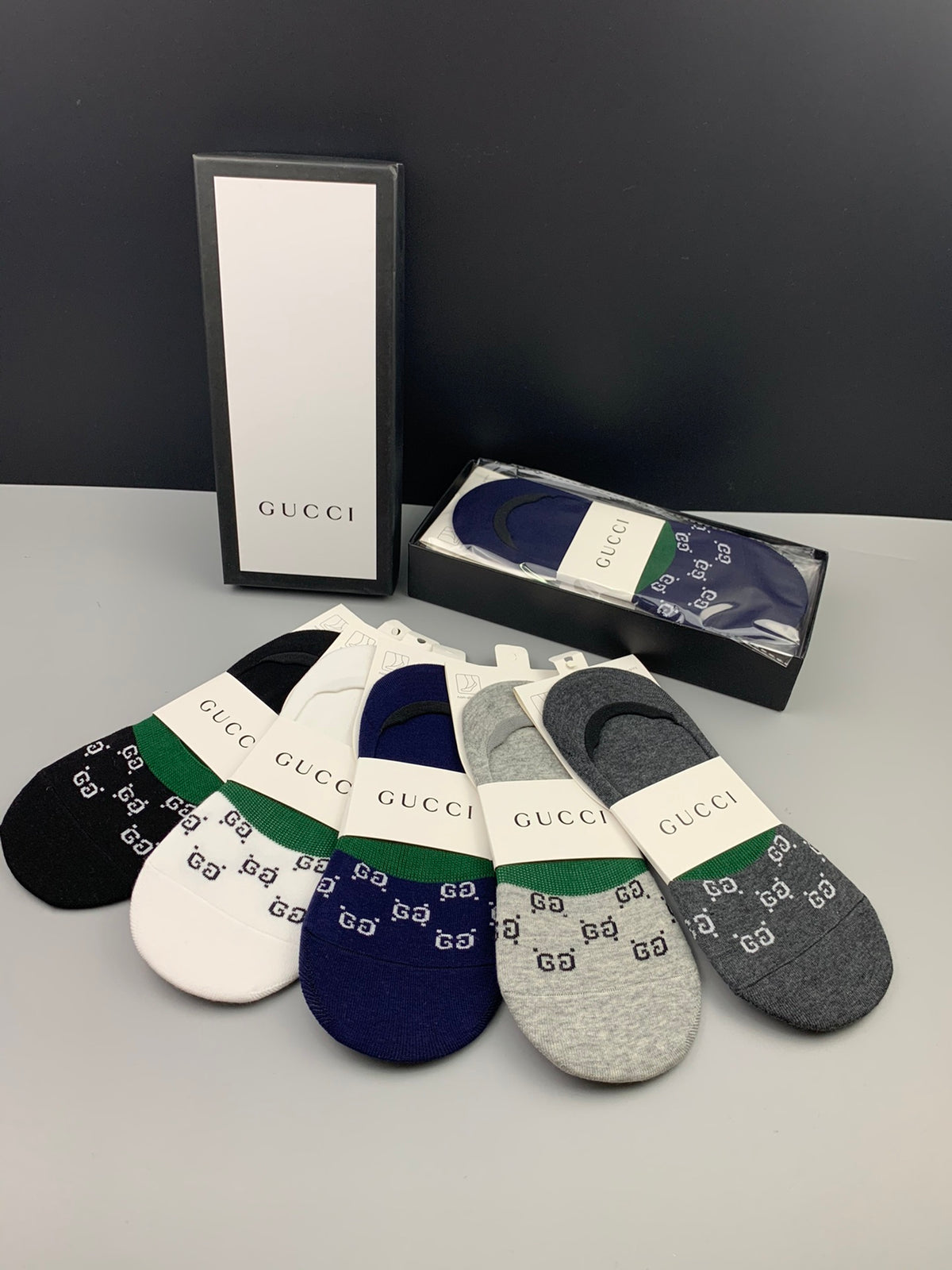 Gucci Green-And-Red Stripe No-Show Socks - 5-Pair Set