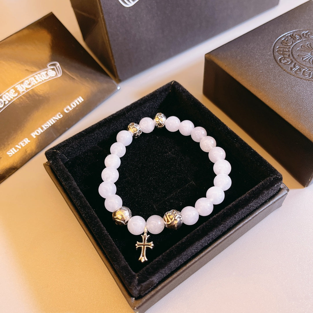 Martin Graham beaded bracelet in polished metal-tone – side detail
