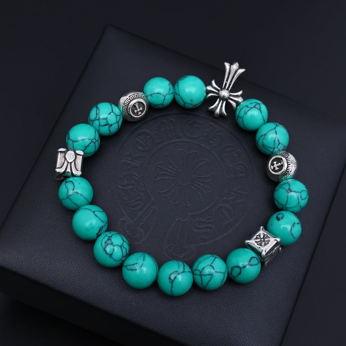 Martin Graham beaded bracelet in polished metal-tone – side detail