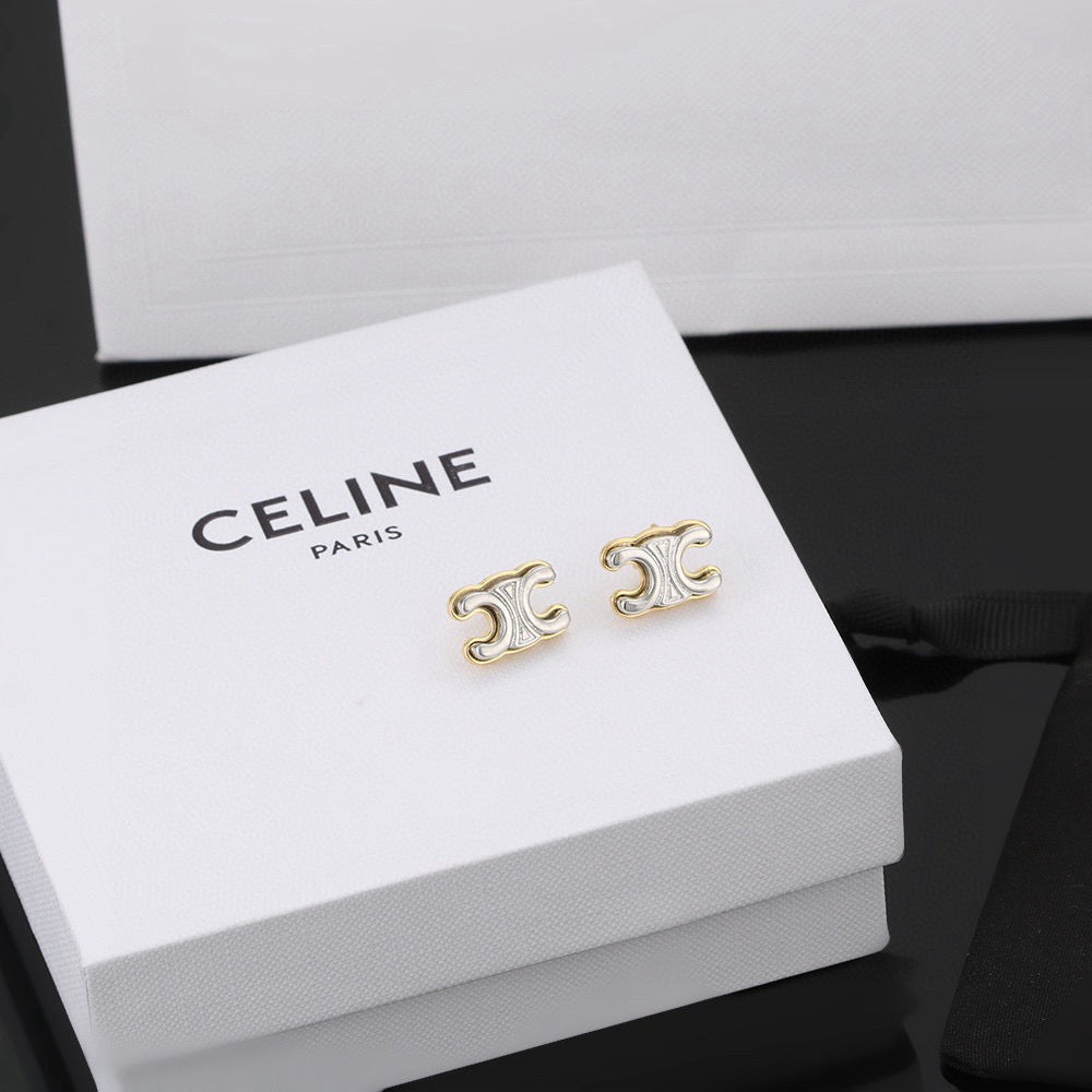 Martin Graham stud earrings in polished metal-tone – side detail