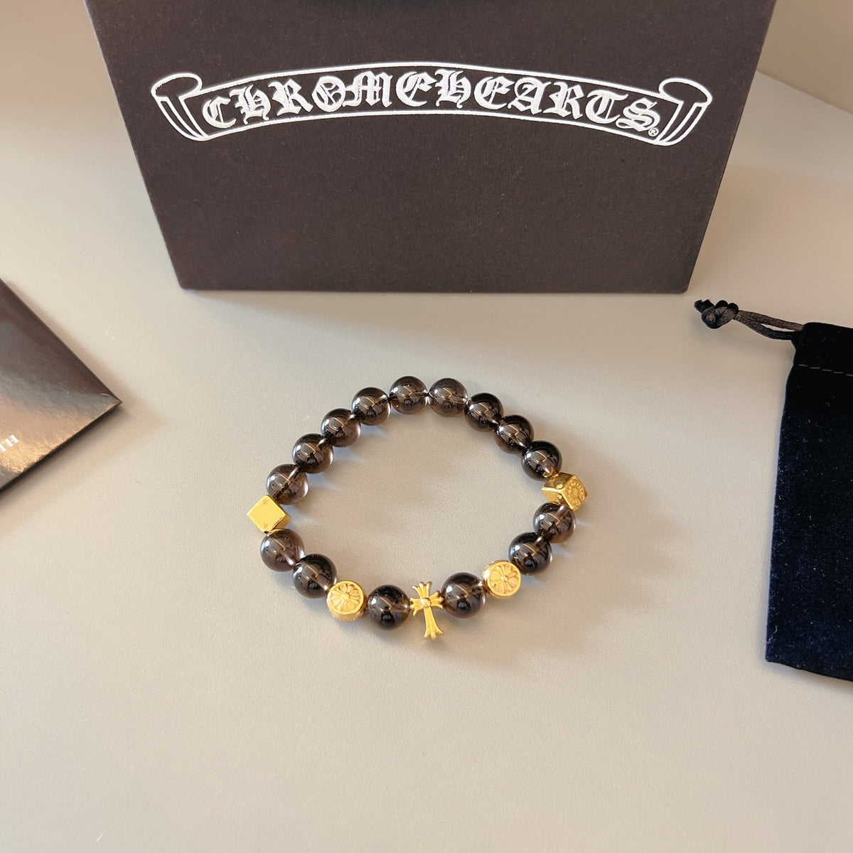 Martin Graham beaded bracelet in polished metal-tone – side detail