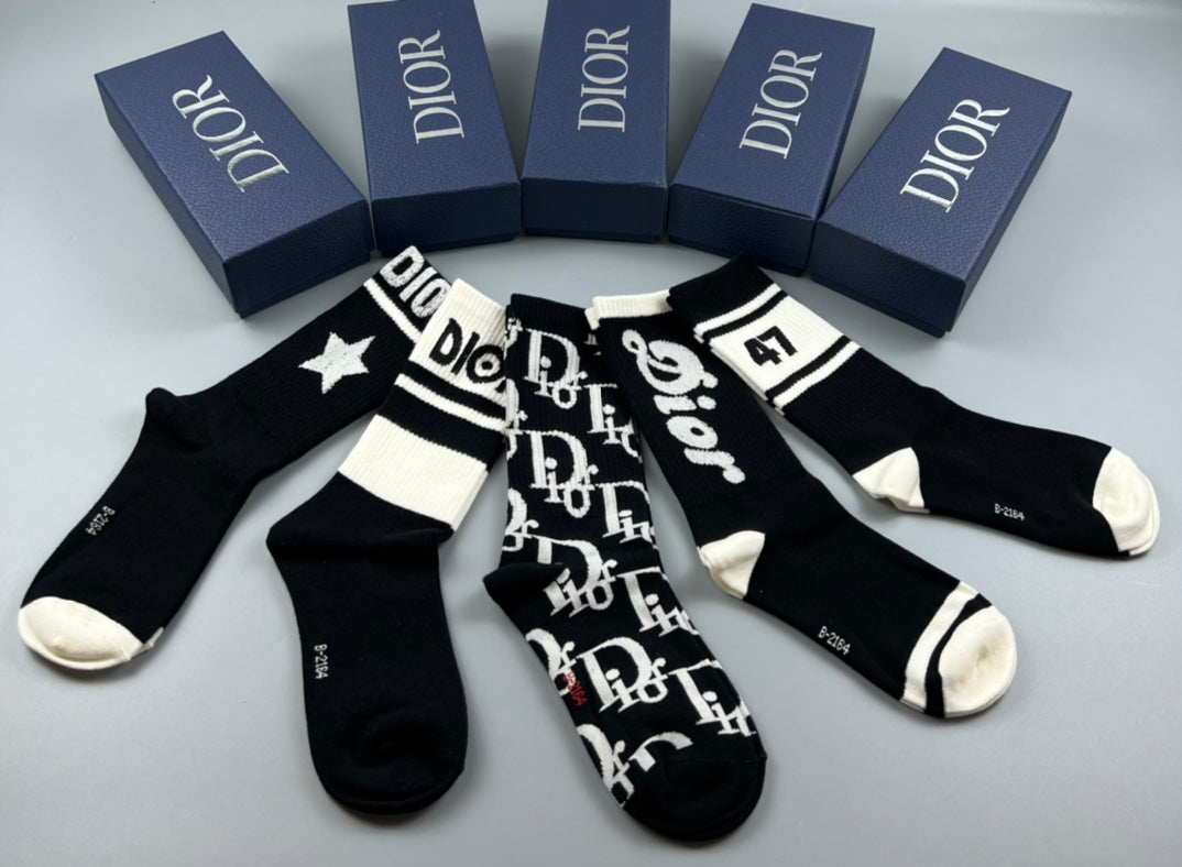 Dior Graphic Mix Crew Socks - 5-Pair Box
