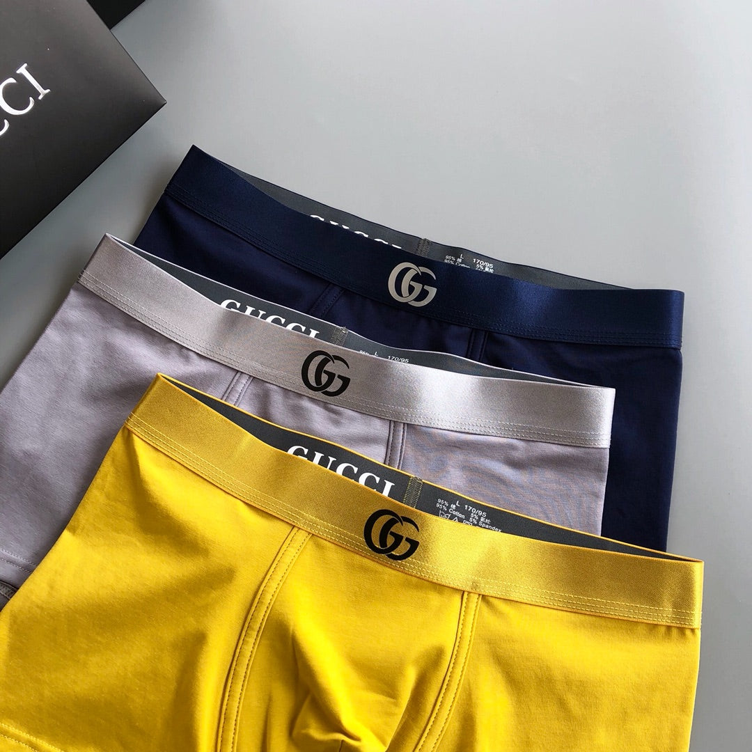 Gucci Contrast Waistbands And Understated Front Branding Men's Boxer Briefs - 3-Piece Box