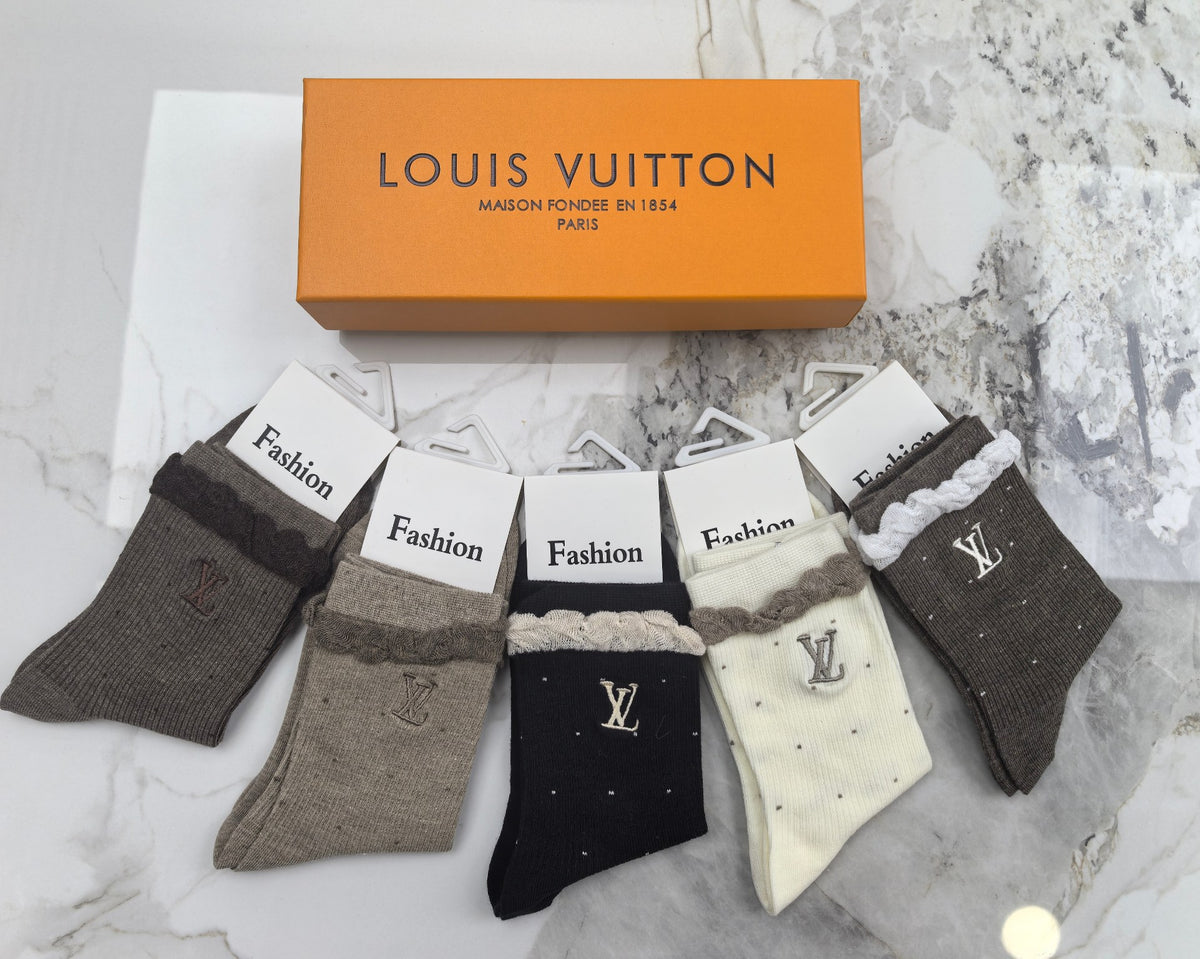 Louis Vuitton Combed Cotton Crew Socks - 5-Pair Set