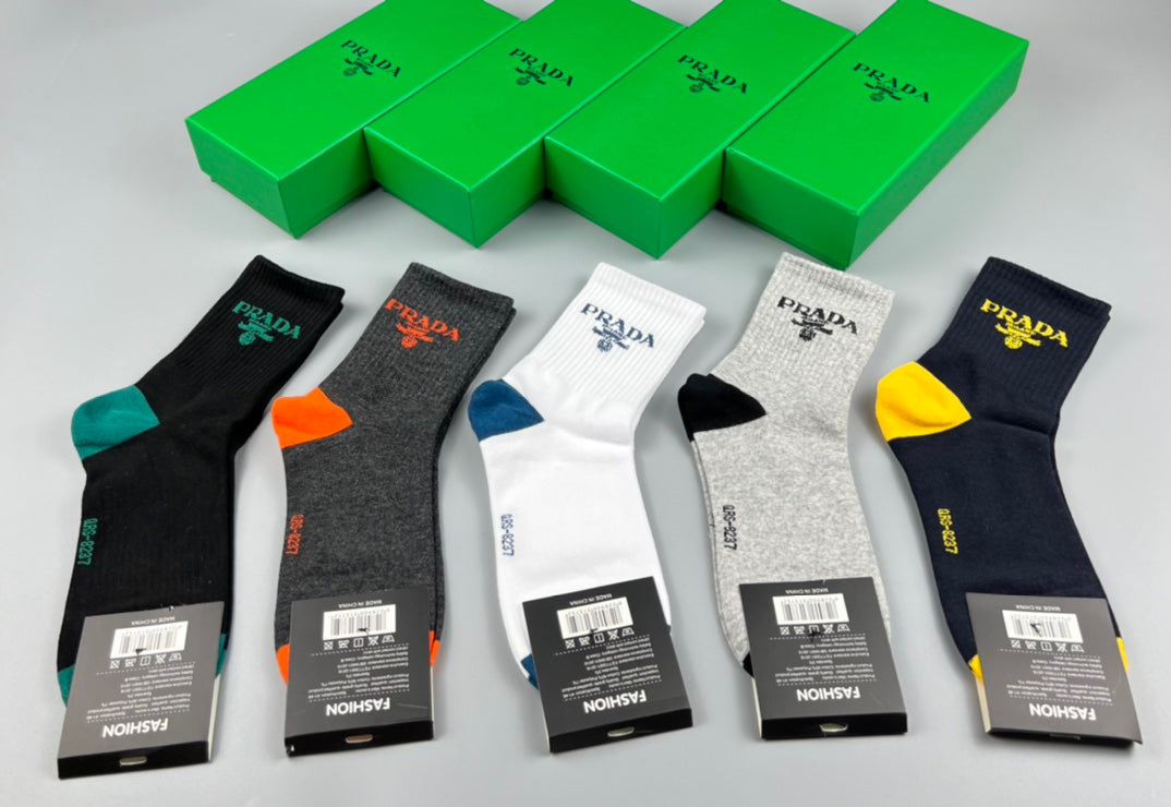 Prada Colourful Heel And Toe Accents Crew Socks