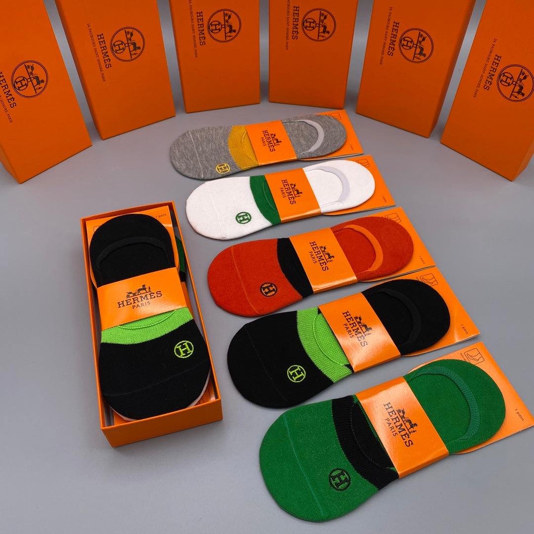 Hermes Breathable No-Show Socks – 5-Pair Pack