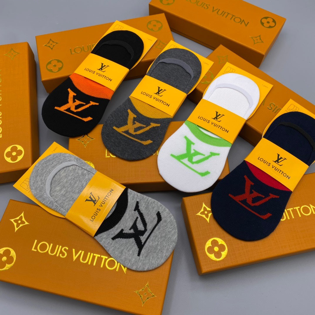Louis Vuitton Oversized Logo No-Show Socks - Box of 5 Pairs